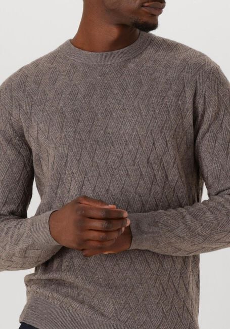 Taupe GENTILUOMO Trui ROUND LS - large