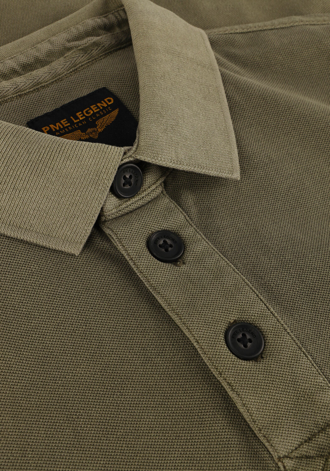 Groene PME LEGEND Polo LONG SLEEVE POLO PIQUE GARMENT DYE - large