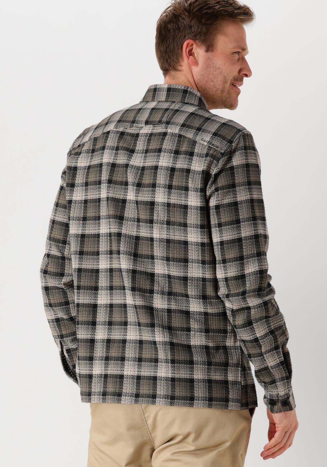 CAST IRON Heren Overhemden Long Sleeve Shirt Dobby Yarn Dyed Check Bruin
