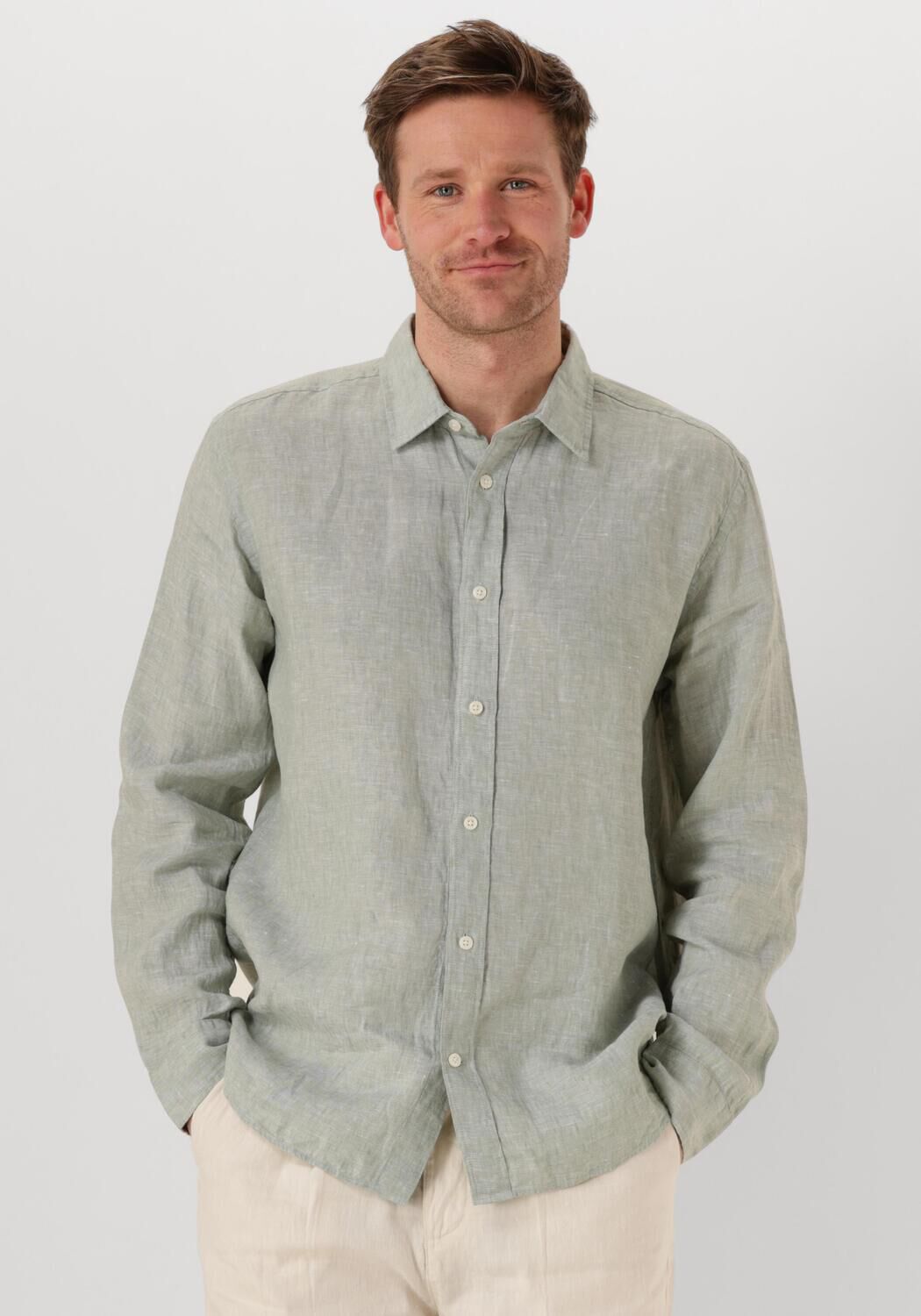 SELECTED HOMME Heren Overhemden Slhregkylian Mix Ls Shirt Groen