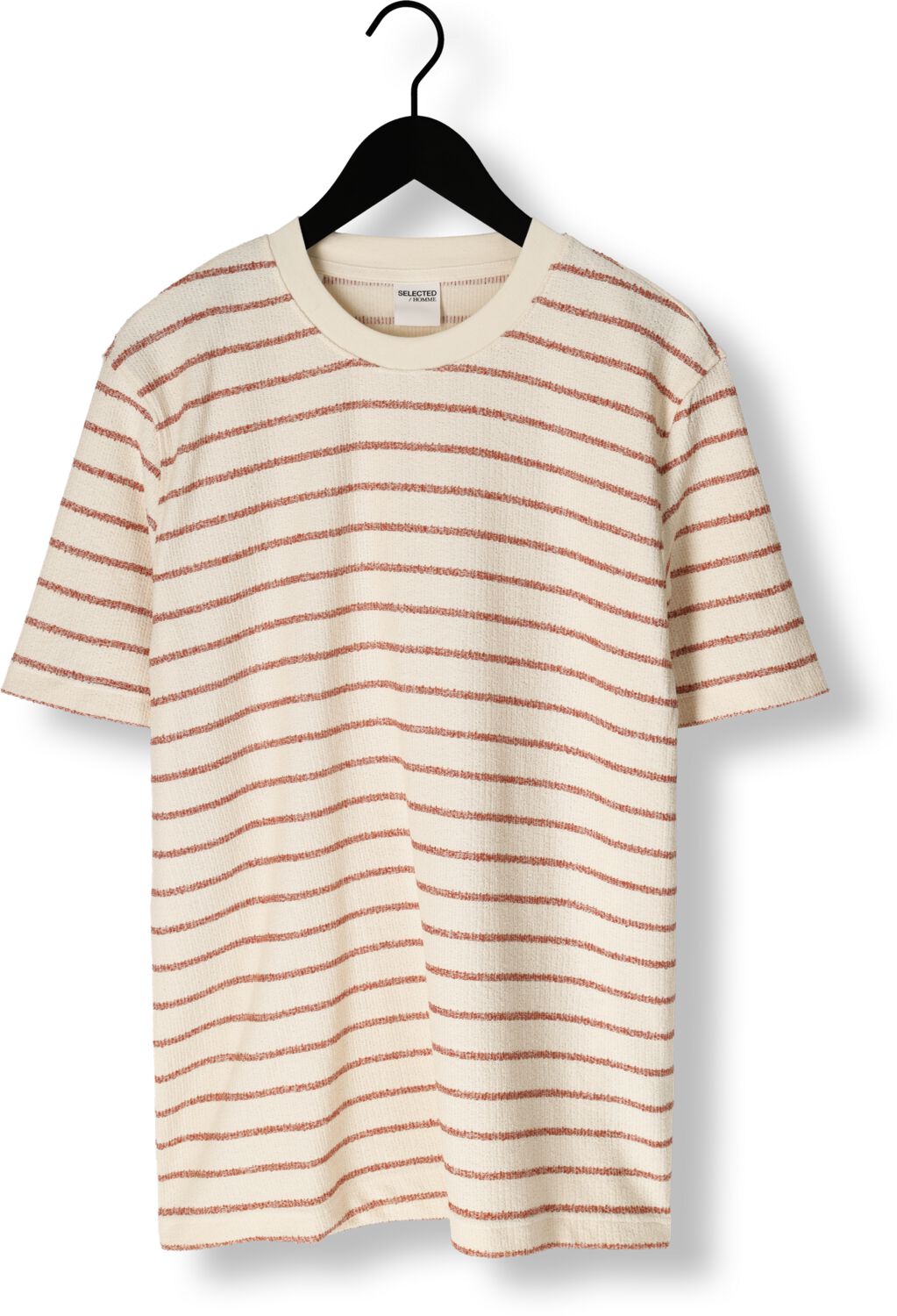 SELECTED HOMME Heren Polo's & T-shirts Slhdjango Stripe Ss O-neck Tee Ecru