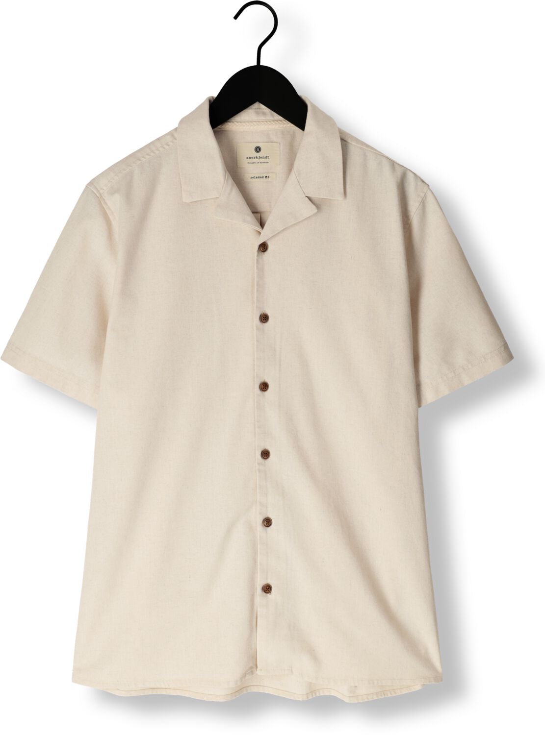 ANERKJENDT Heren Overhemden Akleo S s Cot linen Shirt Zand