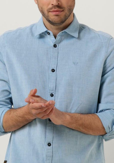 Lichtblauwe PME LEGEND Casual overhemd LONG SLEEVE SHIRT CTN/LINEN 2 TONE - large