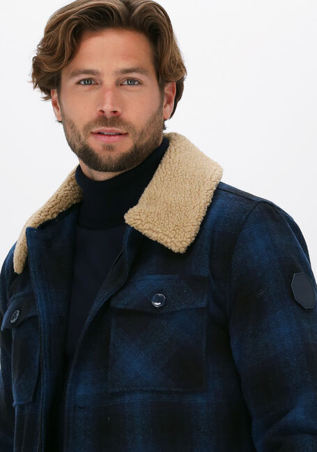 Donkerblauwe DSTREZZED Jack CARPENTER JACKET WOOL CHECK - large