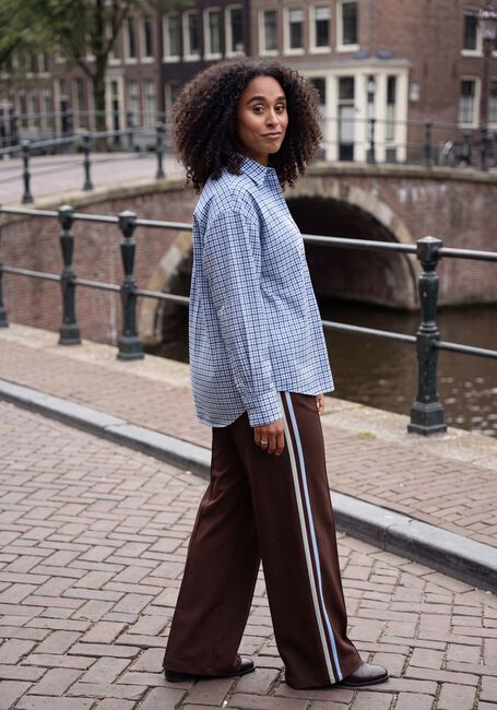 Blauwe POM AMSTERDAM Blouses BEAU CHECK SAPPHIRE BLUE - large