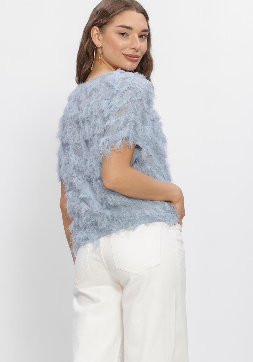 Blauwe SELECTED WOMEN Tops & T-shirts SLFMYLINE SS BOAT NECK TOP - large