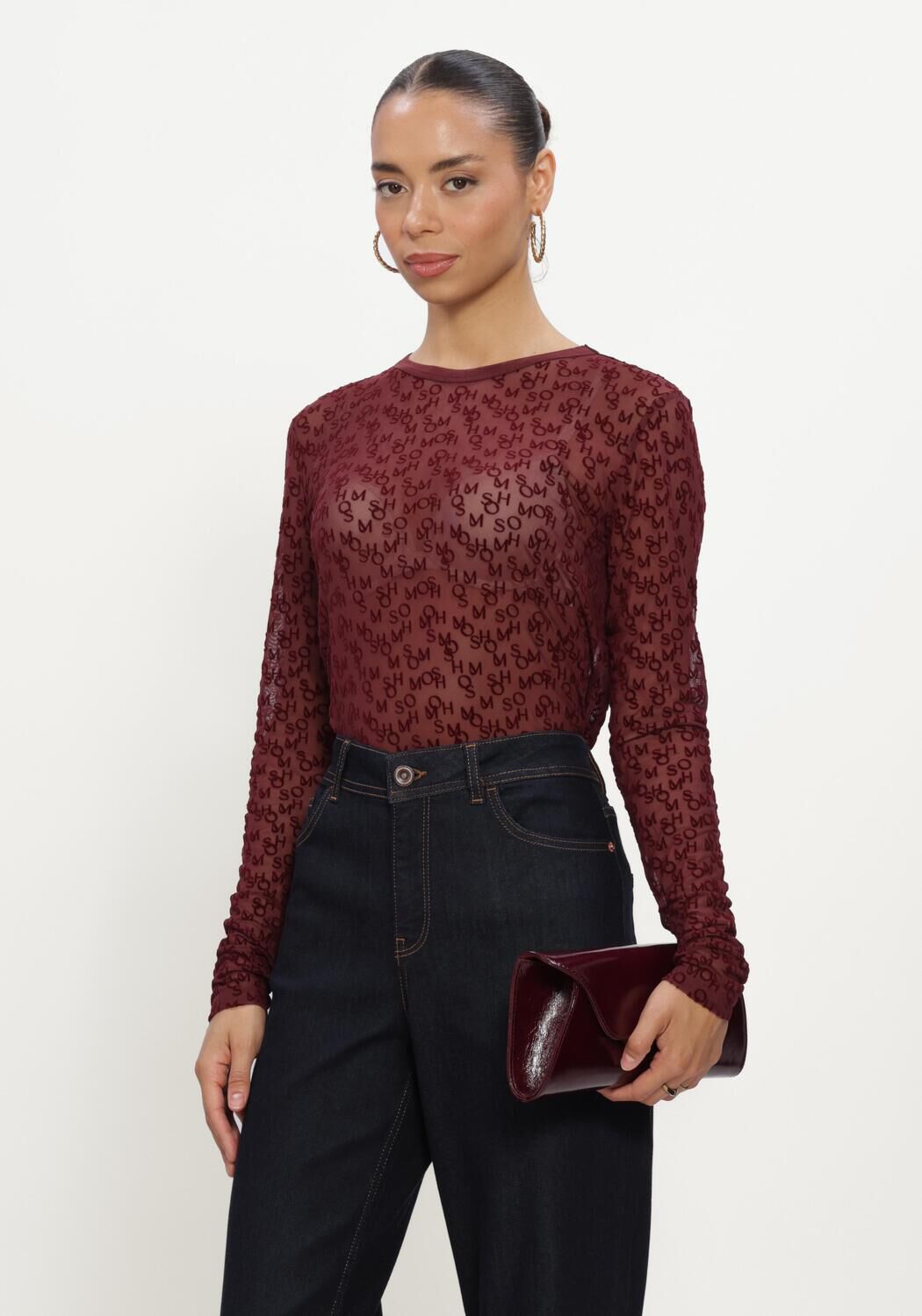 Bordeaux MOS MOSH Tops & T-shirts MMLORETTA MONO MESH BLOUSE - large