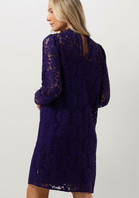 Paarse JANSEN AMSTERDAM Mini jurk LC587 DRESS LACE LONG SLEEVES - large