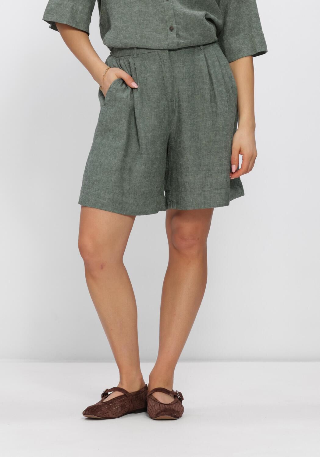 Groene MSCH COPENHAGEN Broeken MSCHVIANA GINIA HW SHORTS - large