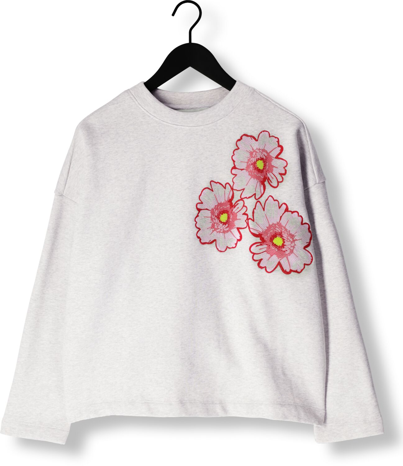 POM AMSTERDAM Dames Truien & Vesten Floral Grey Melange Lichtgrijs