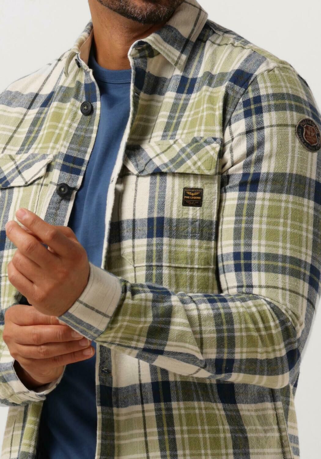 PME LEGEND Heren Overhemden Long Sleeve Shirt Ctn Yd Check Groen