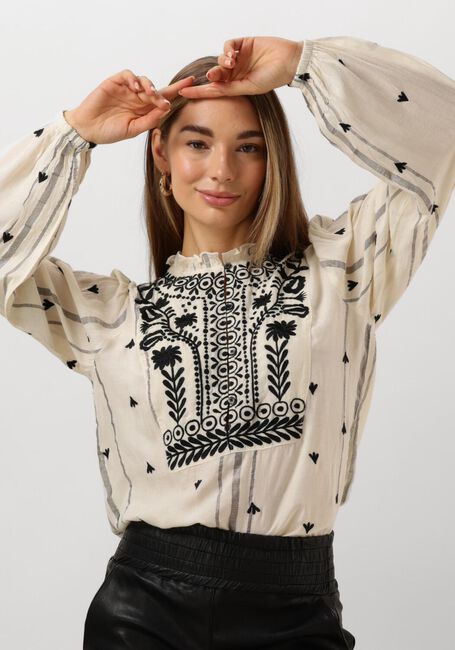 Witte SUMMUM Top TOP VISCOSE EMBROIDERED STRIPE - large