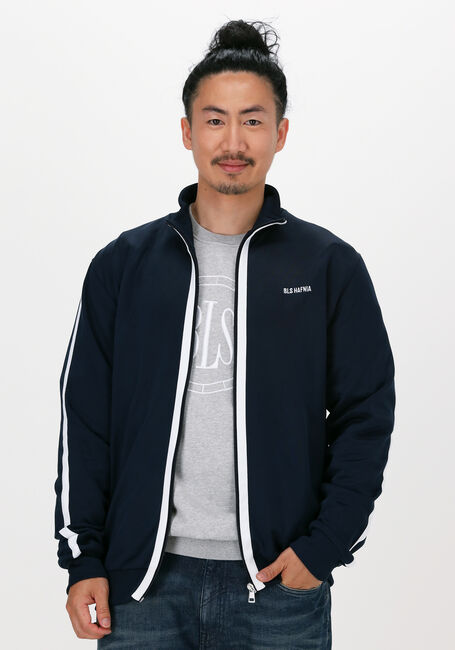 Donkerblauwe BLS HAFNIA Vest MARTINEZ STRIPE JACKET - large