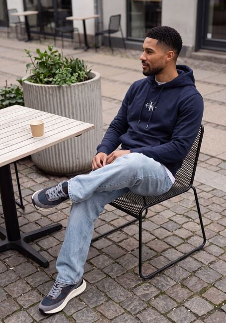 Donkerblauwe CALVIN KLEIN Sweater LS 350TERRY MICRO MNLG HOODIE - large