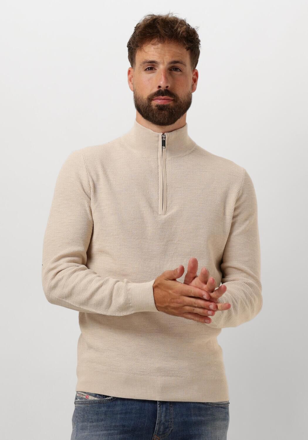PROFUOMO Heren Truien & Vesten Pullover Half Zip Beige