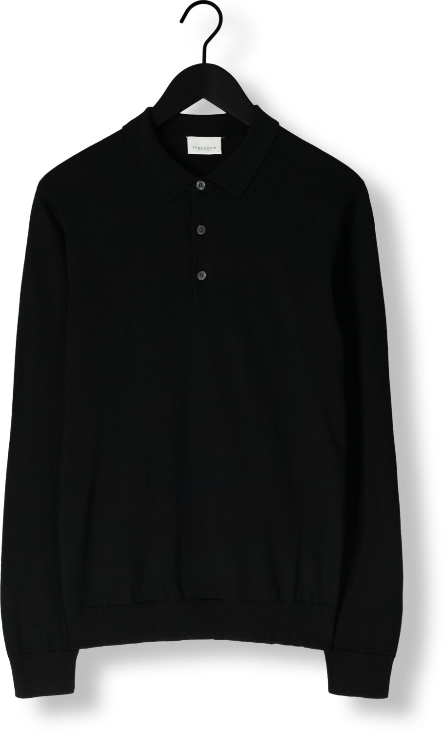 PROFUOMO Heren Polo's & T-shirts Polo Long Sleeve Zwart