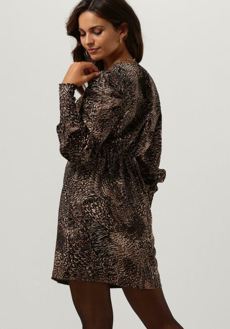 Bruine ALIX THE LABEL Mini jurk ANIMAL FETHER WRAP DRESS - large