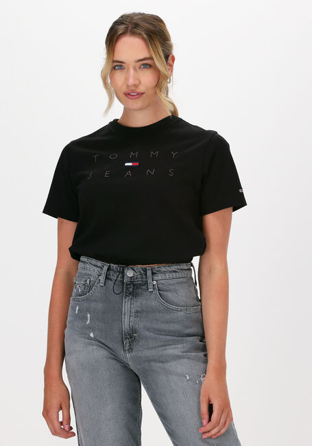 Zwarte TOMMY JEANS Top TJW CROP DRAWCORD TONAL 3 TEE - large