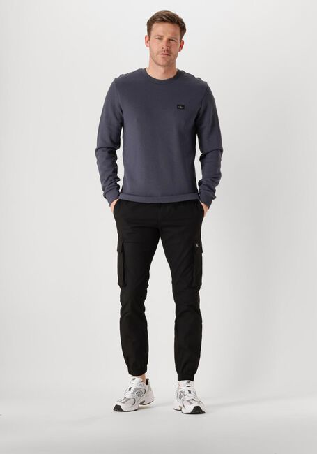 Blauwe CALVIN KLEIN Trui WOVEN LABEL WAFFLE LS TEE - large