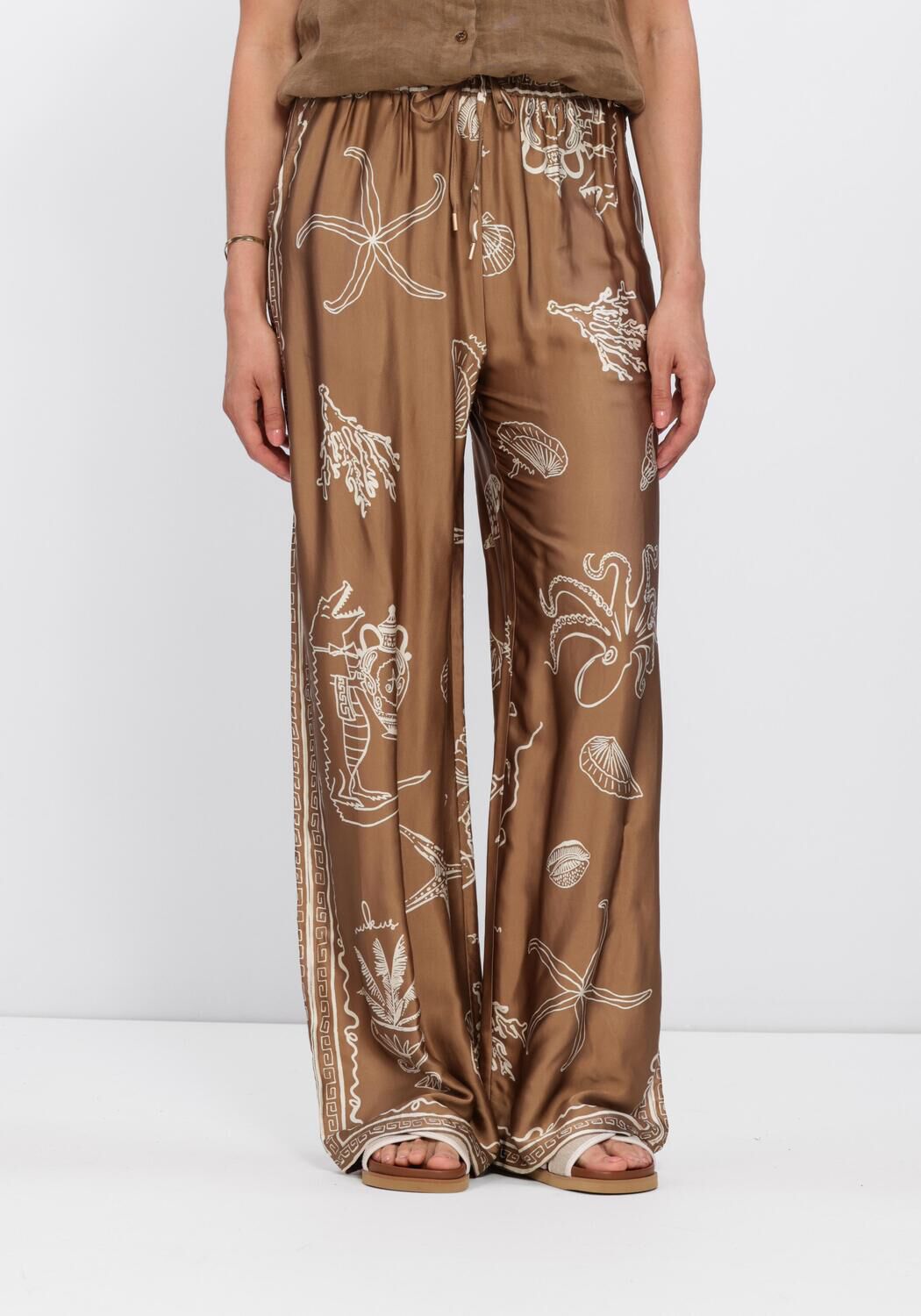 Zand NUKUS Wijde broek VALERIE PANTS PRINT - large