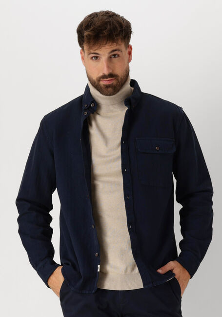 Blauwe ANERKJENDT Casual overhemd AKKONRAD HERRINGBONE SHIRT - large