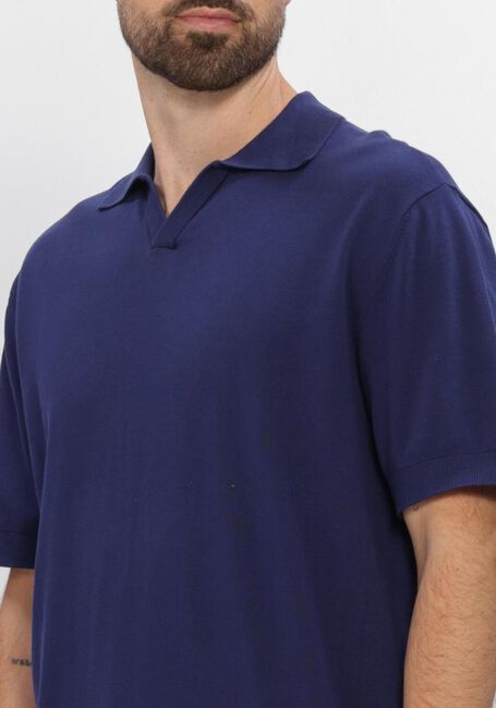 Blauwe SELECTED MEN Polo SLHTORINO SS KNIT RELAXED OPEN  POLO - large