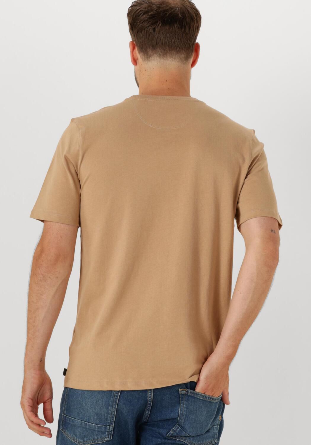 SCOTCH & SODA Heren Polo's & T-shirts Seasonal Core Regular-fit Logo T-shirt Beige