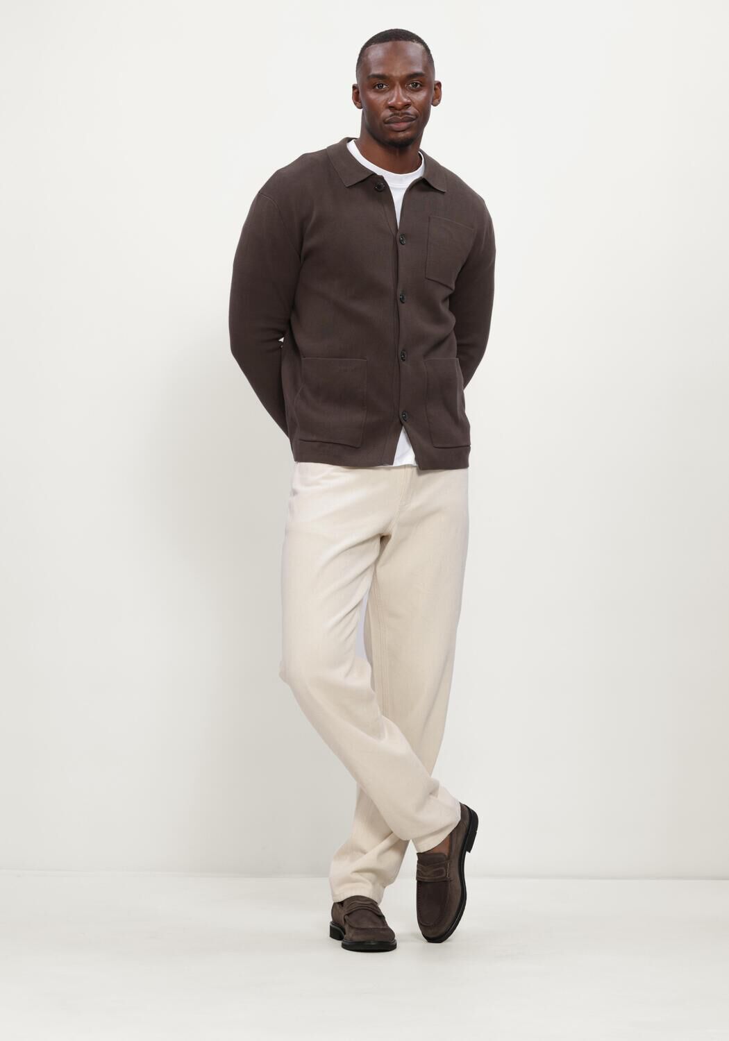 SELECTED MEN Heren Truien & Vesten Slmmike Light Polo Cardigan Bruin