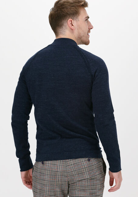 Donkerblauwe CAST IRON Trui MOCK NECK SLIM FIT COTTON HEAT - large