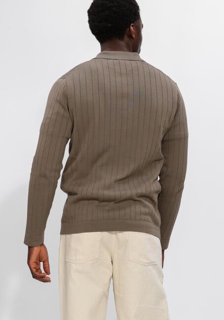 Bruine PROFUOMO Trui POLO LS BEIGE AERO EASE RIB - large