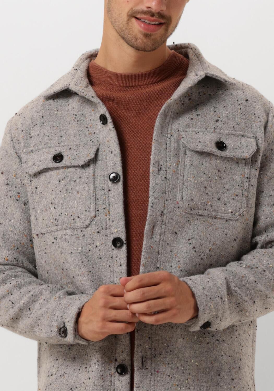 PROFUOMO Heren Overshirts Overshirt Donegal Grijs