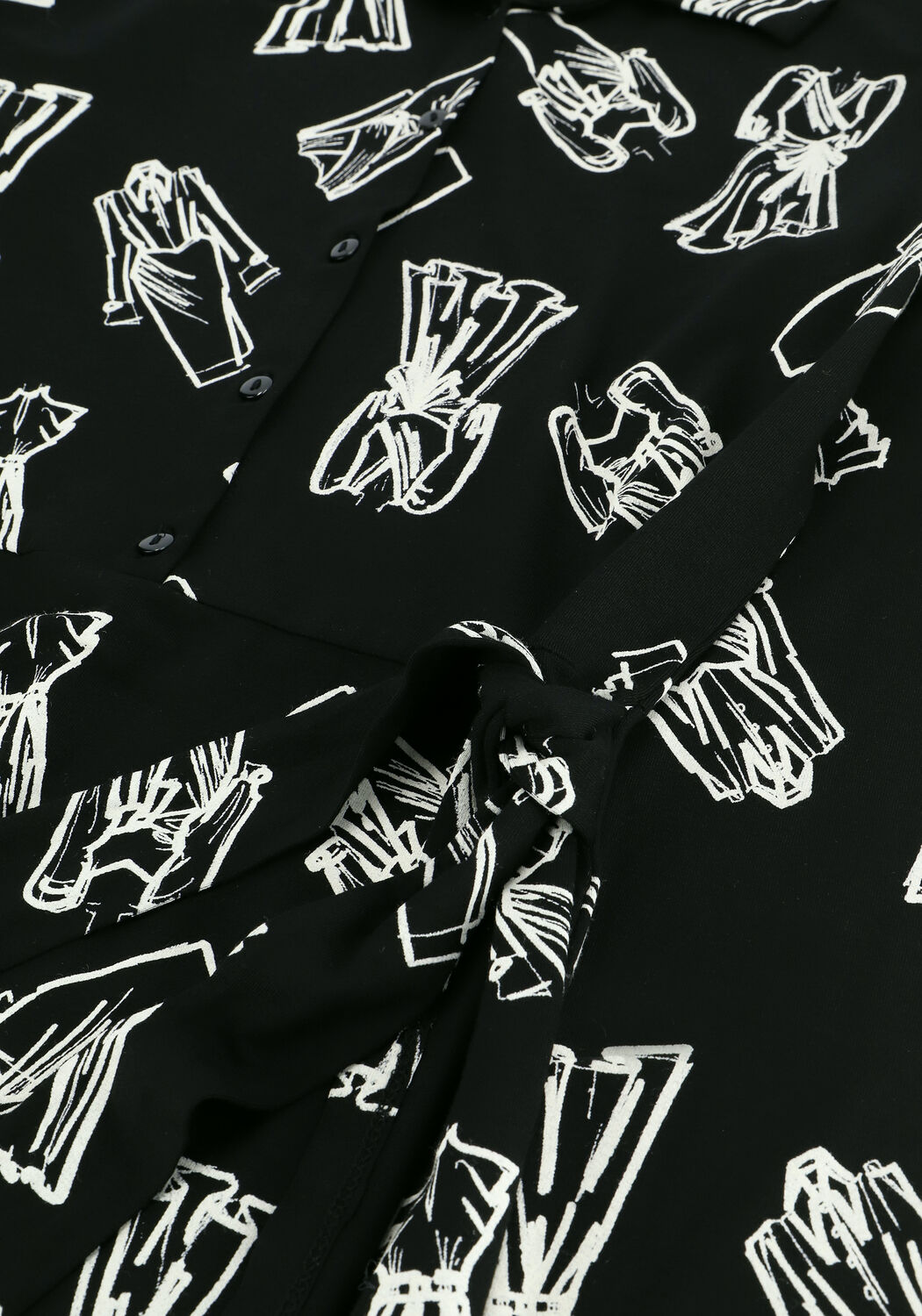 Zwarte JANSEN AMSTERDAM Midi jurk DRESS BUTTON - large