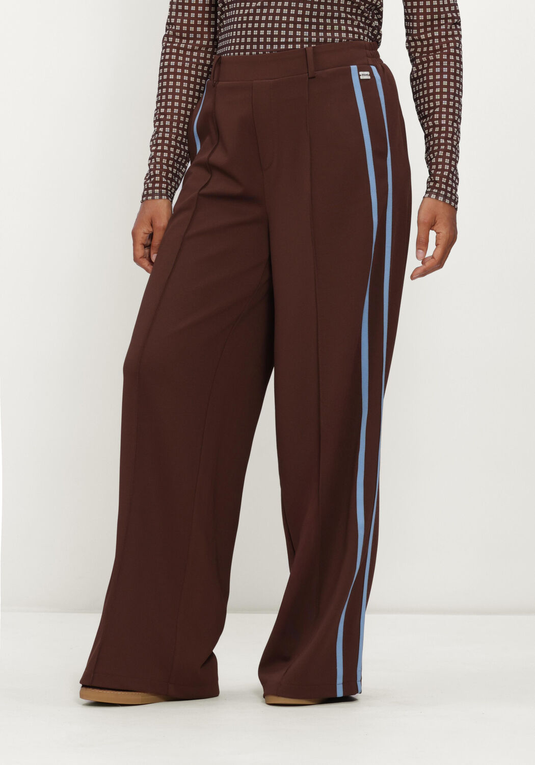 Bruine POM AMSTERDAM Wijde broek NORA CHOCOLATE BROWN - large