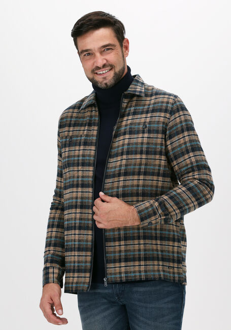 Khaki DSTREZZED Overshirt SHIRT JACKET ZIP FLANNEL CHECK - large