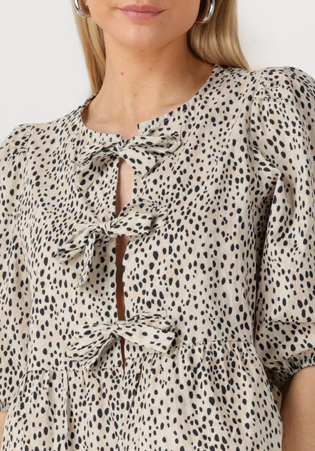 Beige COLOURFUL REBEL Blouses LINA CHEETAH BOW TOP - large