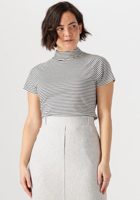 Blauwe JANSEN AMSTERDAM Top GAIA SHIRT VS 382 CAP SLEEVE TURTLE NECK - large