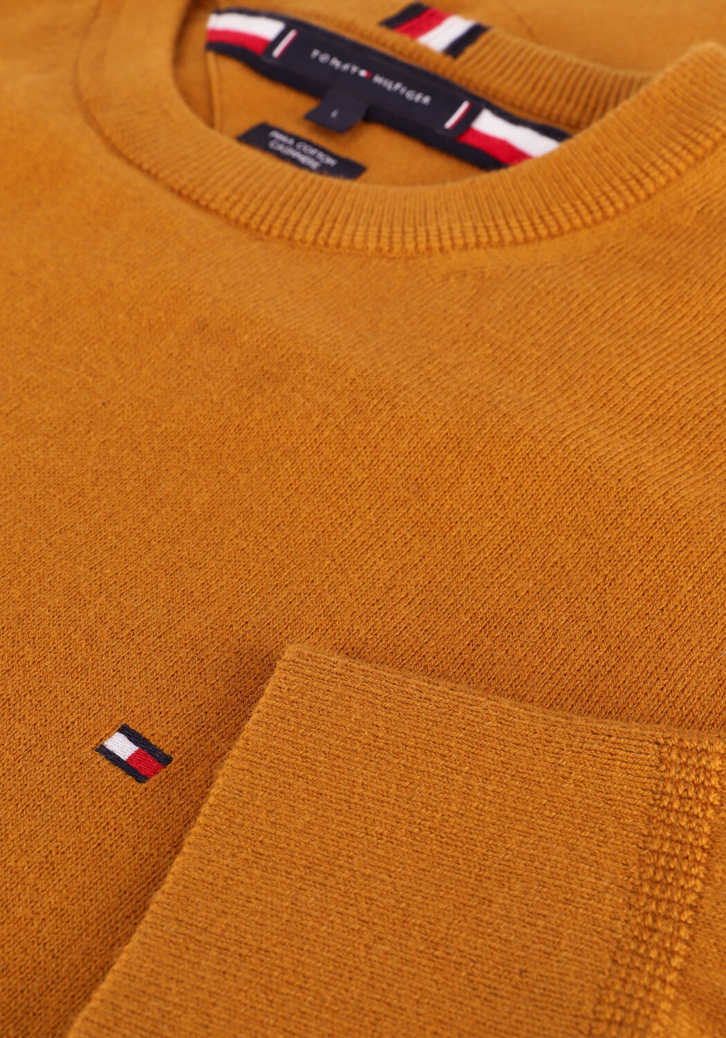 Gele TOMMY HILFIGER Trui PIMA COTTON CASHMERE CREW NECK - large