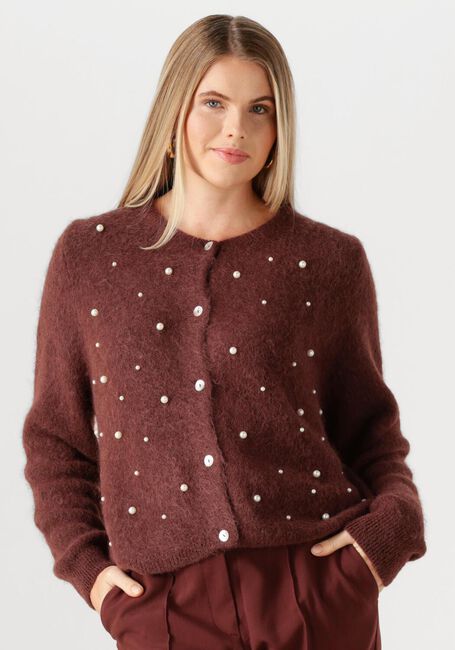 Bruine AAIKO Trui LORYS PEARLS CARDIGAN - large