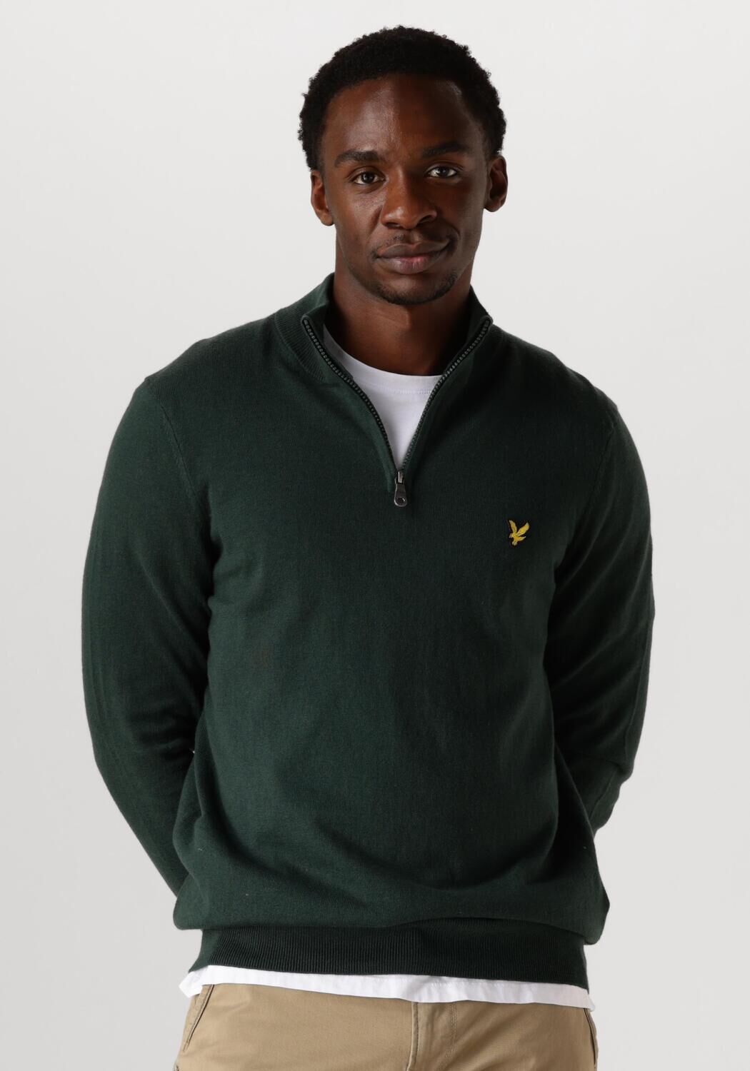 LYLE & SCOTT Heren Truien & Vesten Cotton Merino Quarter Zip Jumper Donkergroen