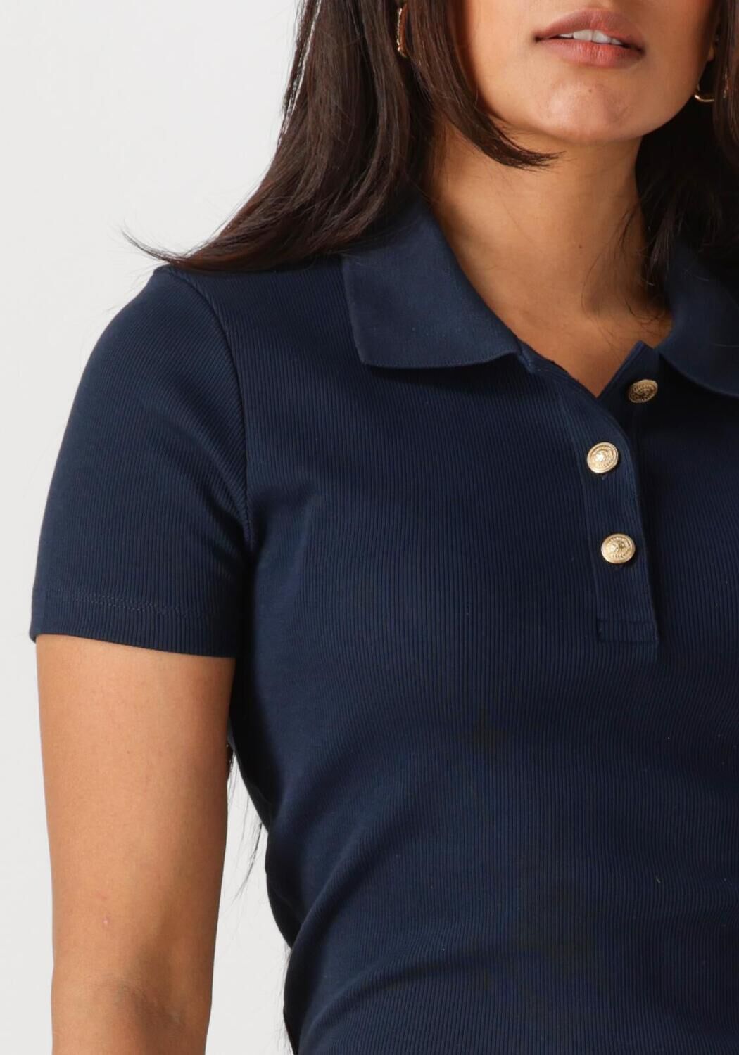 TOMMY HILFIGER Dames Tops & T-shirts Slim Gold Button Polo Ss Donkerblauw