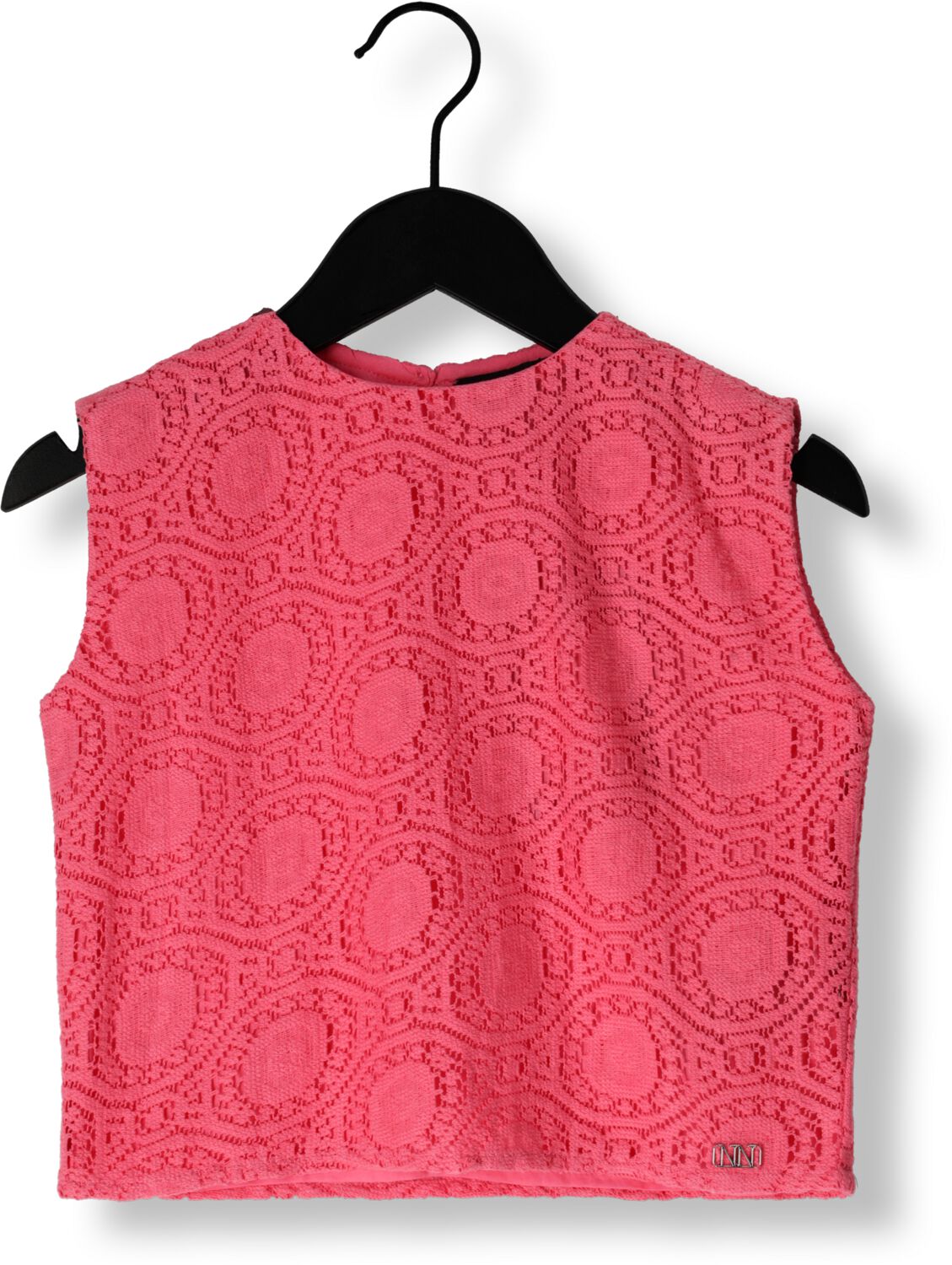 NIK&NIK crop top Kimba met all over print felroze Meisjes Katoen Ronde hals 128