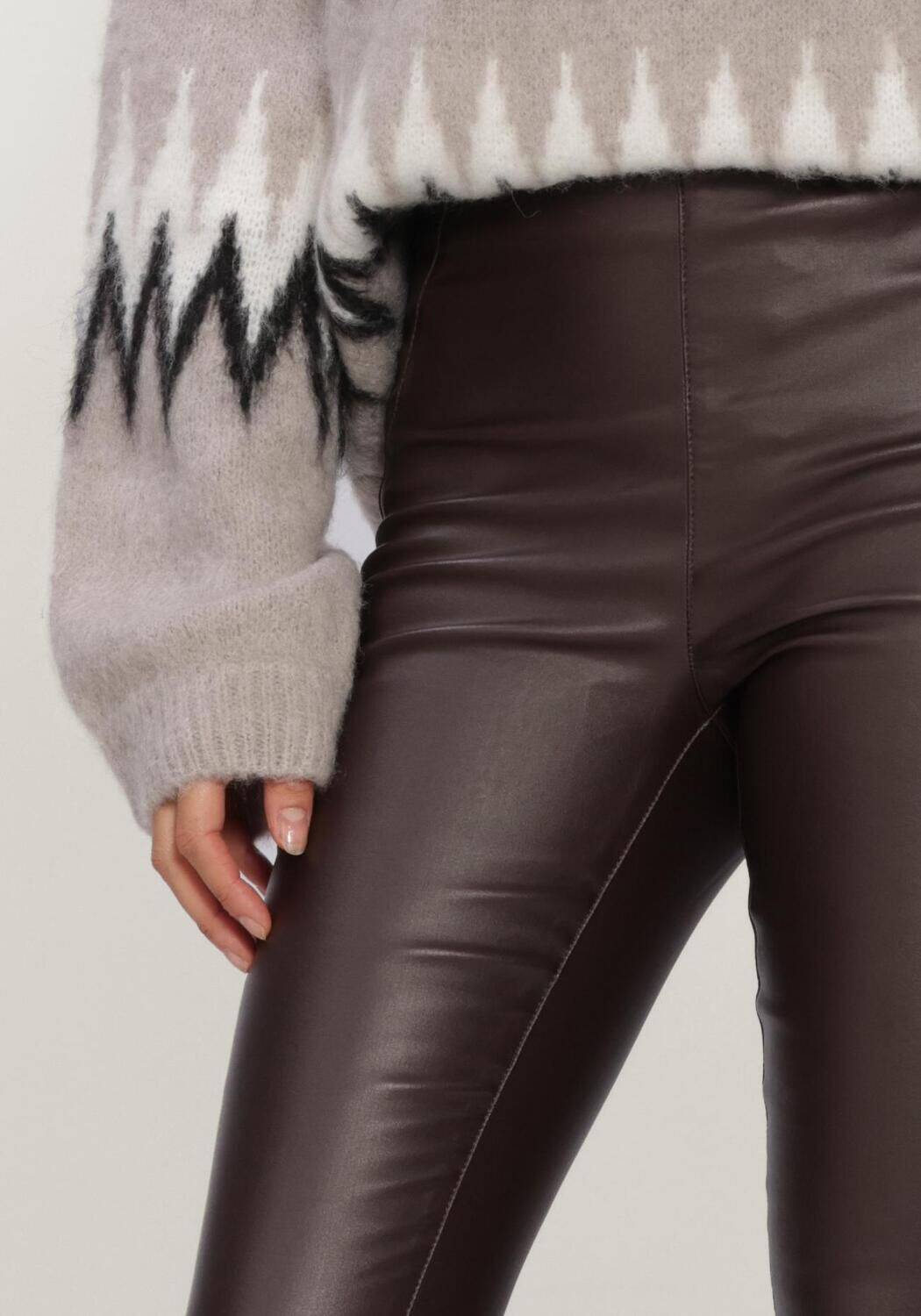 Bruine OBJECT Legging OBJBELLE MW COATED LEGGINGS - large