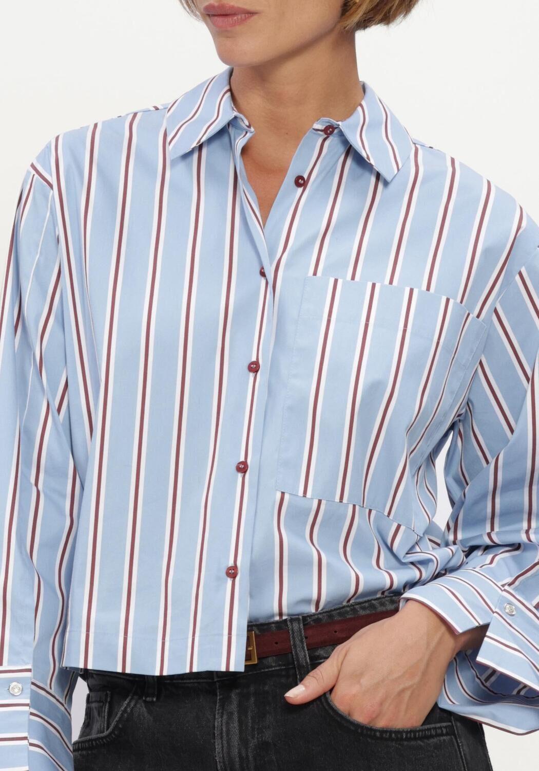 Lichtblauwe STUDIO ANNELOES Blouses Erina stripe blouse - large