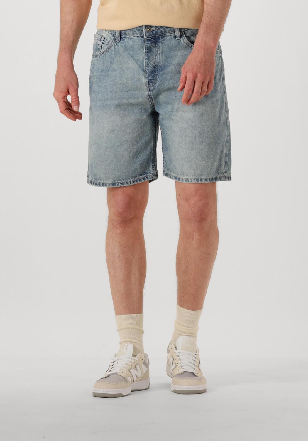 PURE PATH Heren Jeans The Owen Regular Fit Denim Shorts Blauw