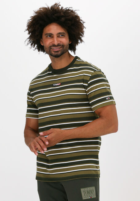Olijf TOMMY JEANS T-shirt TJM CENTRE GRAPHIC STRIPE TEE - large