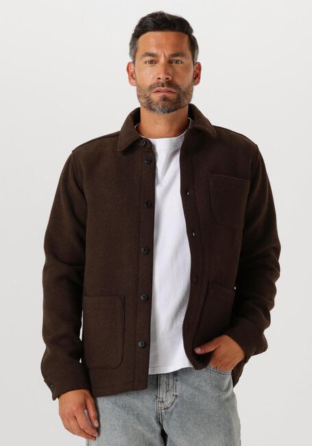 Bruine LES DEUX Overshirt JASON SOLID WOOL OVERSHIRT - large