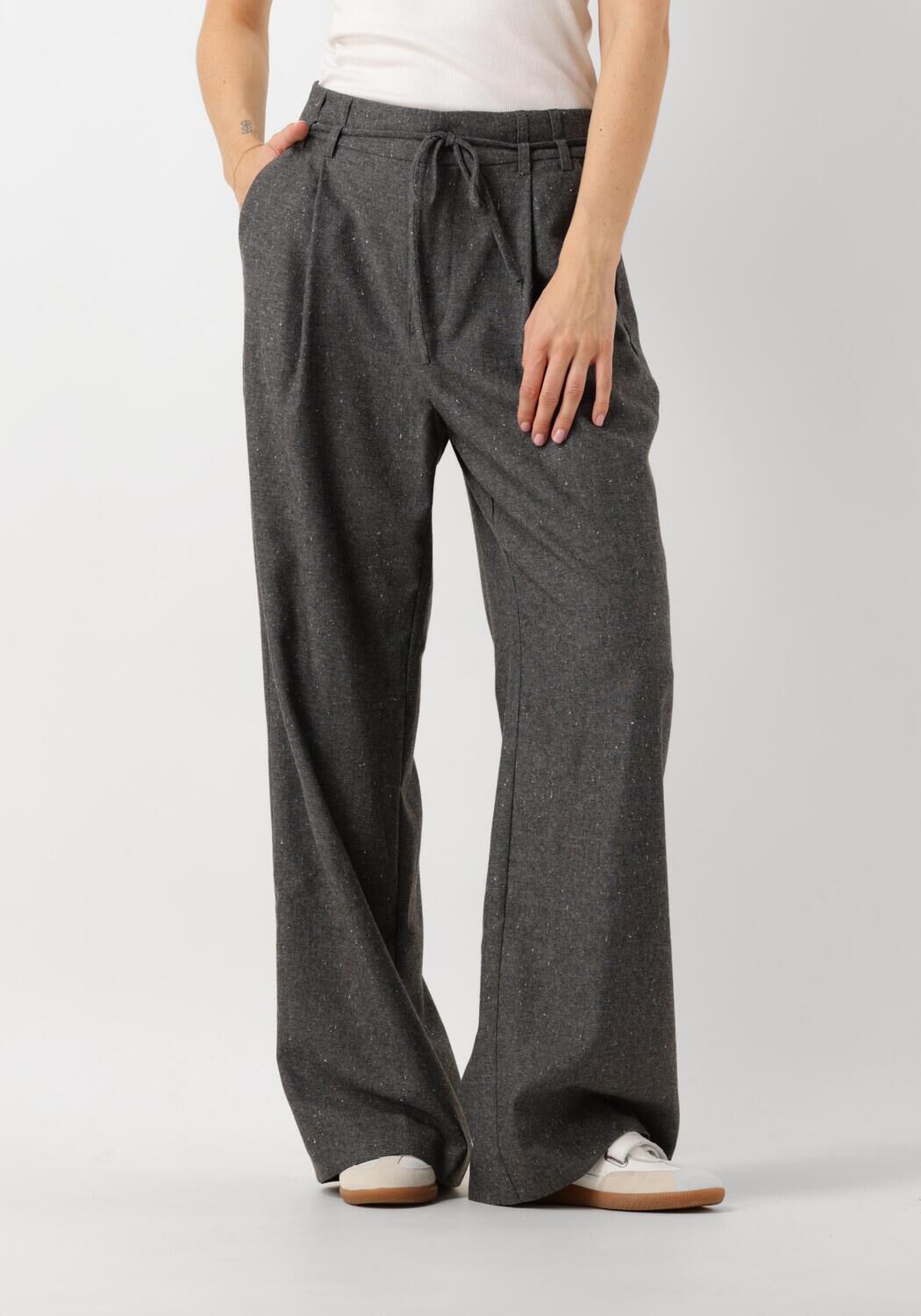 MOS MOSH Hoge taille zwarte broek met riem Black Dames