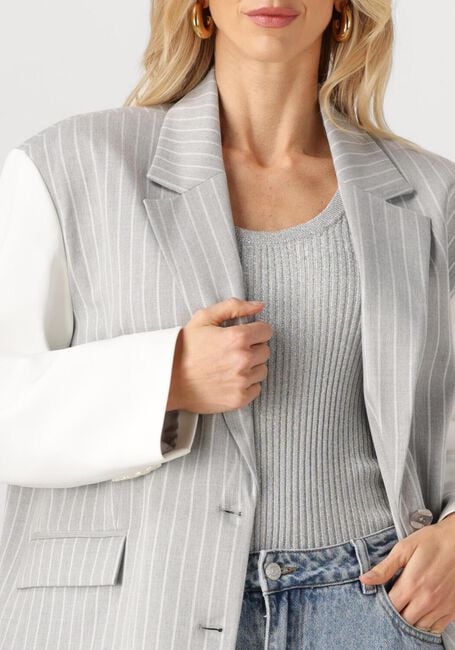 Grijze ALIX THE LABEL Blazer LADIES WOVEN PINSTRIPE CROPPED BLAZER - large