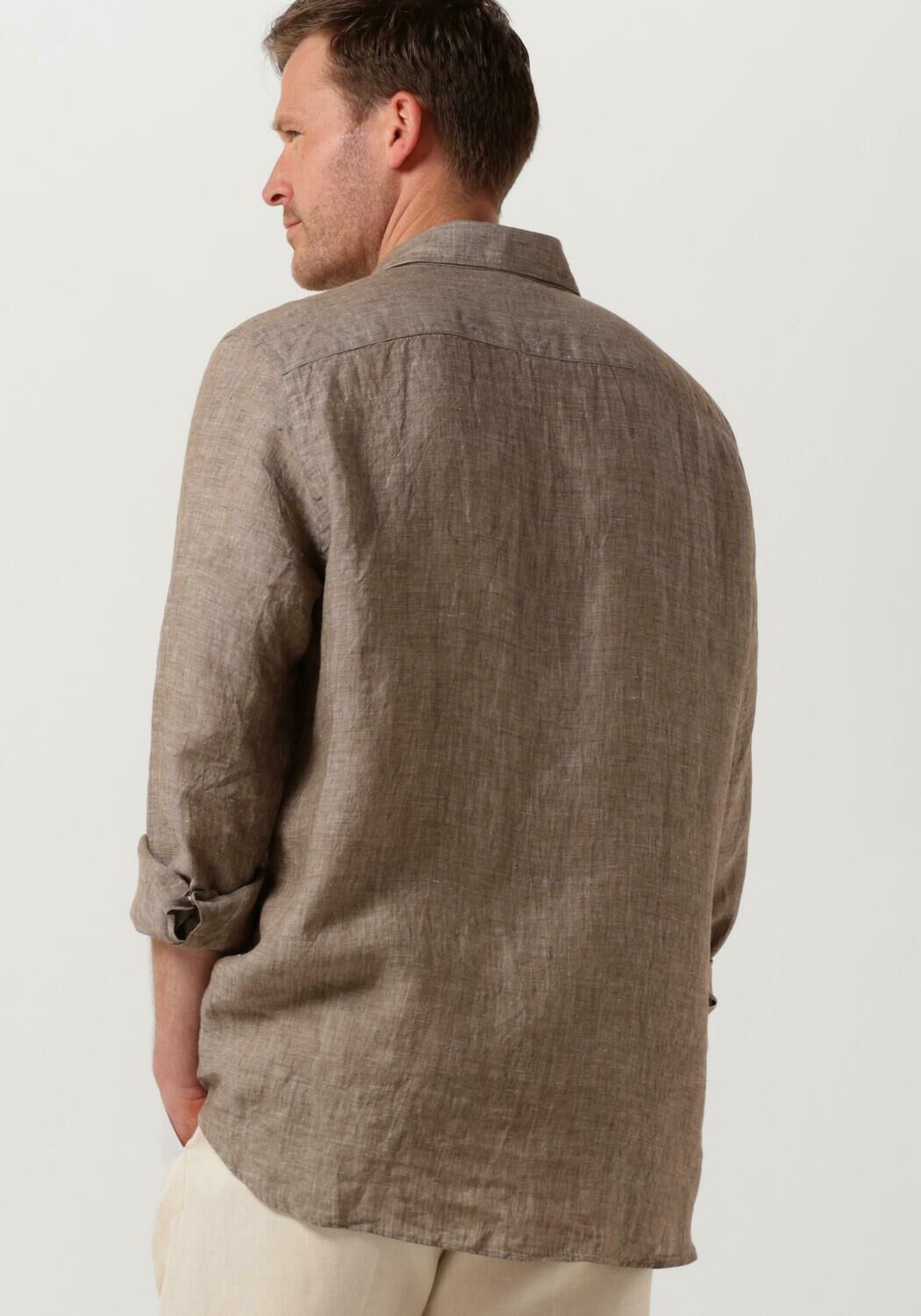 PROFUOMO Heren Overhemden Shirt X-cutaway Sc Linnen Bruin