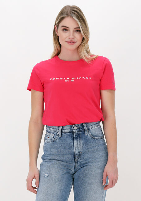 Roze TOMMY HILFIGER T-shirt REGULAR HILFIGER C-NK TEE SS - large